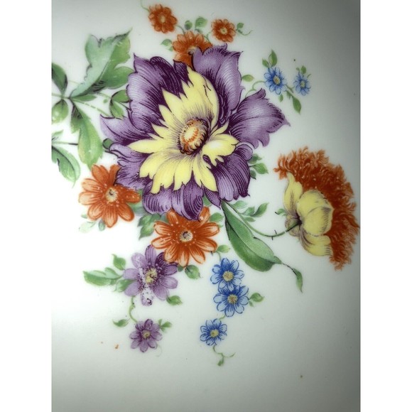 BAVARIA Schumann Floral Round Dinner Plate with Plate Hanger GERMANY US ZONE 10" - Picture 4 of 12